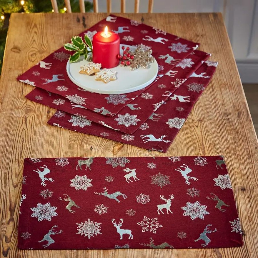 Tisch & Deko Hagen Grote | Jaquard-Tischsets mit winterlichem Hirschmotiv