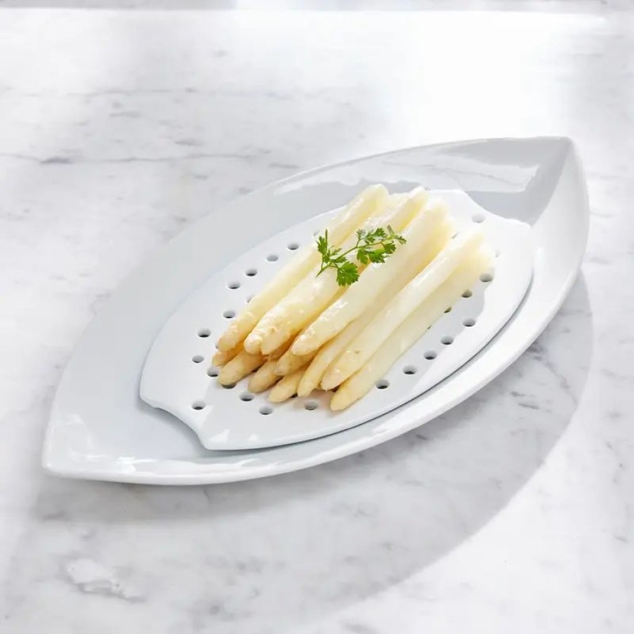 Tisch & Deko Hagen Grote | Abtropfplatte aus Porzellan: Ideal für Spargel, Gemüse, Fisch, Fleisch